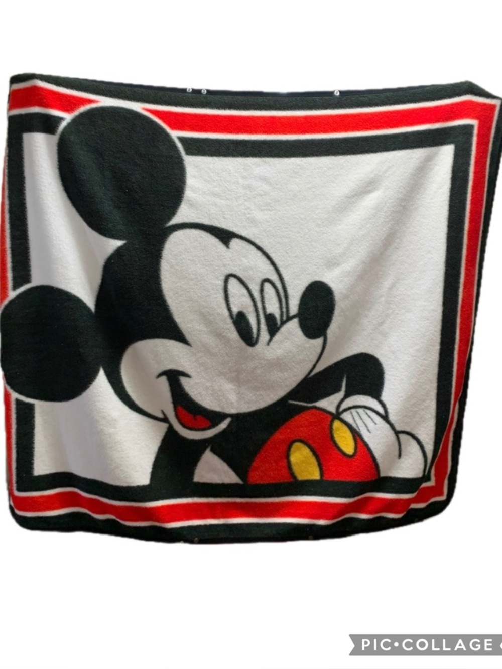 Vintage Nemcor Mickey Mouse Snap Button Blanket 5x4 Red Black White Wearable